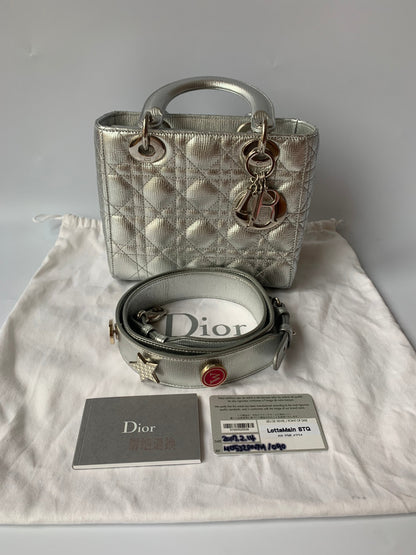 Lady Dior ABCdior Small Silver Cannage Lambskin Handbag