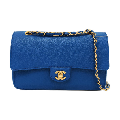 Chanel Timeless Classic Flap Medium Royal Blue Caviar Leather Gold Hardware