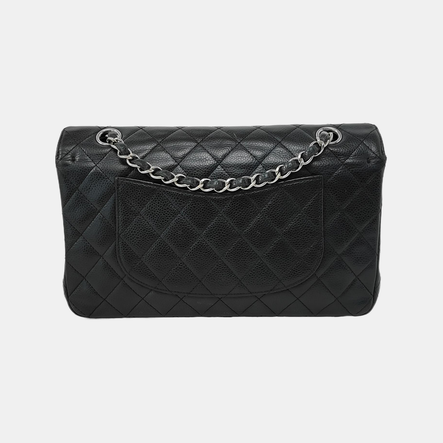 Chanel Classic Flap Medium Black Caviar Leather Silver Hardware