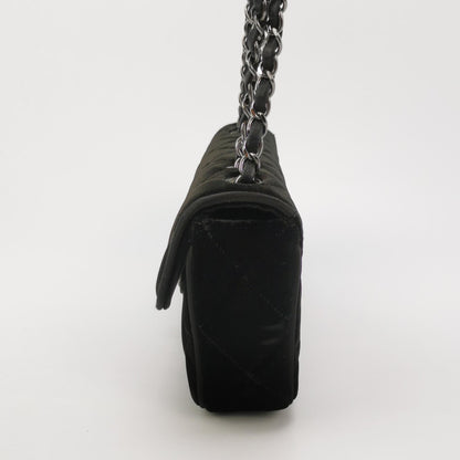 Chanel Baguette Flap Black Velvet Double Strap Silver Hardware 2005-2006