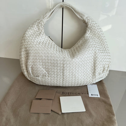 Bottega Veneta Belly Hobo Intrecciato White Large 47cm