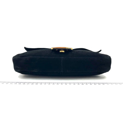 Fendi Baguette Black Suede Leather Shoulder Bag