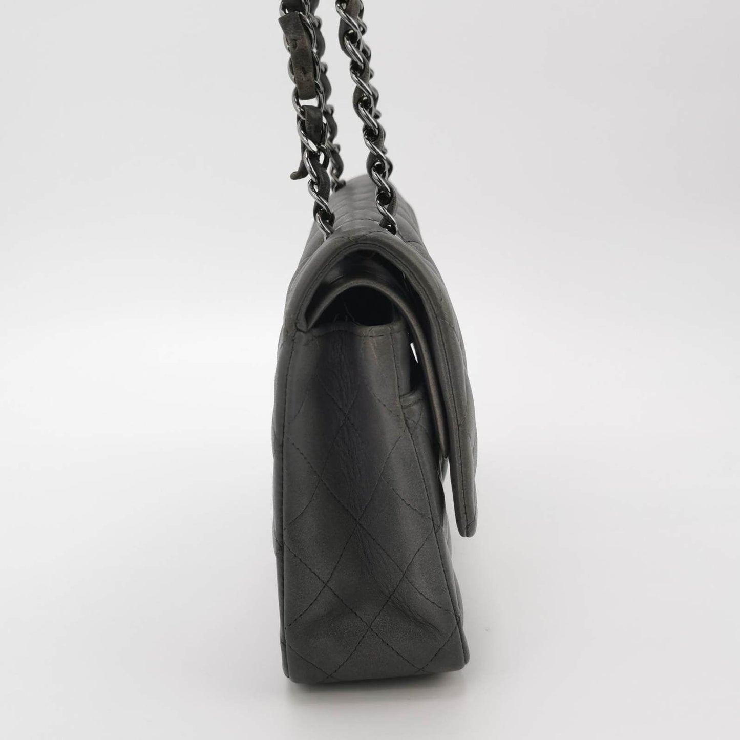 Chanel Classic Flap 2005 Grey Lambskin Leather with Silver Hardware