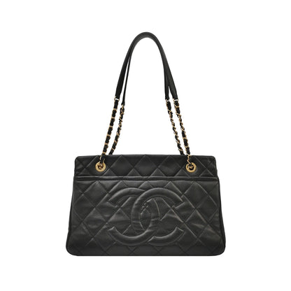 Chanel PST Petite Shopping Tote Black Caviar Leather CC Logo Gold Hardware 2012-13