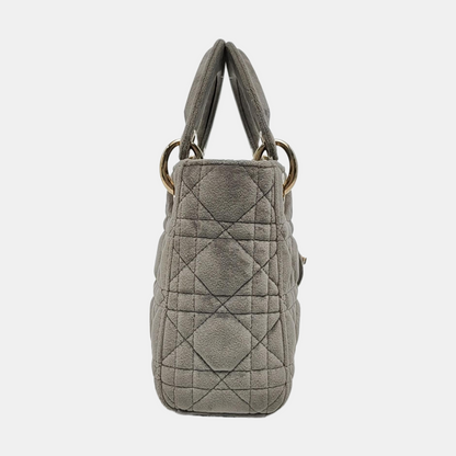 Lady Dior Mini Velvet Grey Gold Hardware Chain Strap