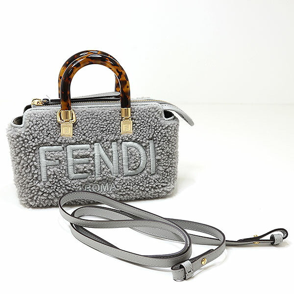 FENDI Handbag 8BS067 leather gray By the way mini