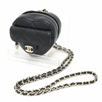 CHANEL Coin case AP2783 lambskin black Heart-shaped Chain Coin case