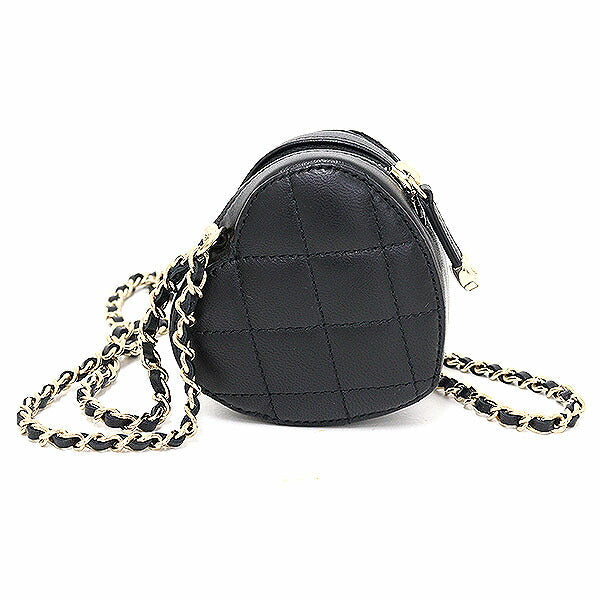 CHANEL Coin case AP2783 lambskin black Heart-shaped Chain Coin case