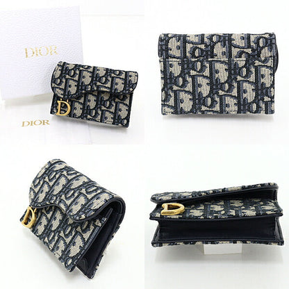 Dior Card Case canvas blue Saddle Card Holder