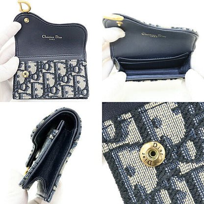 Dior Card Case canvas blue Saddle Card Holder