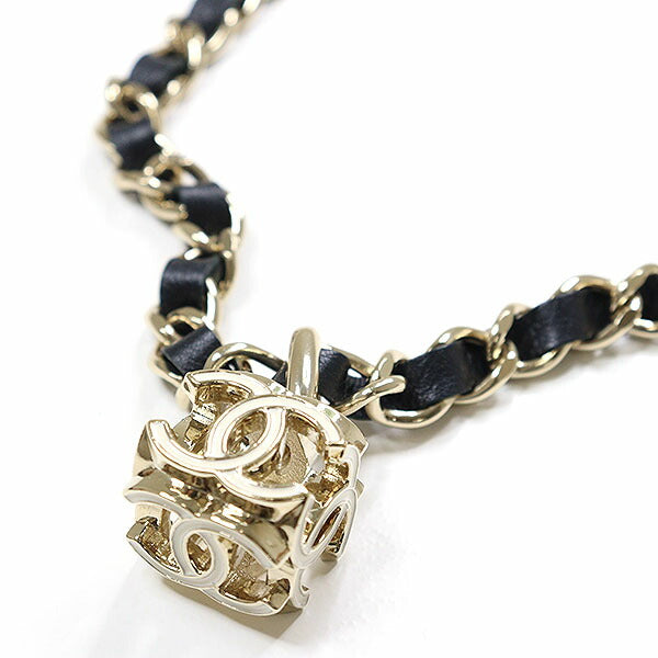 CHANEL Necklace metal Champagne Gold Cube COCO Mark Necklace