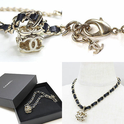 CHANEL Necklace metal Champagne Gold Cube COCO Mark Necklace