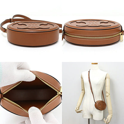 CELINE Shoulder Bag 10I703DPQ.04LU Calfskin Brown Crossbody Oval Purse Cuir Triomphe