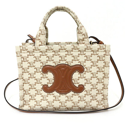 CELINE Tote Bag U-GA-0293 canvas beige Small Cabas Thais Triomphe Canvas Tote Bag