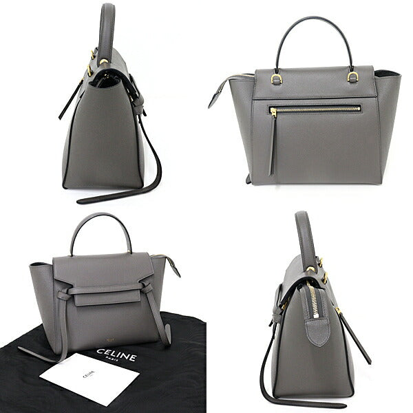 CELINE Handbag 189153ZVA.10DC Grain Calfskin Leather gray micro belt bag