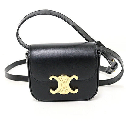 CELINE Shoulder Bag leather black mini triomphe