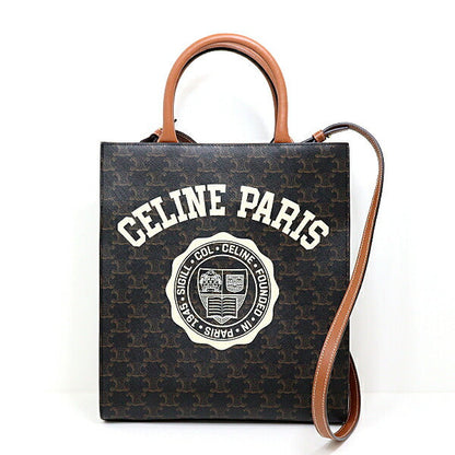 CELINE Tote Bag PVC Brown Vertical hippopotamus