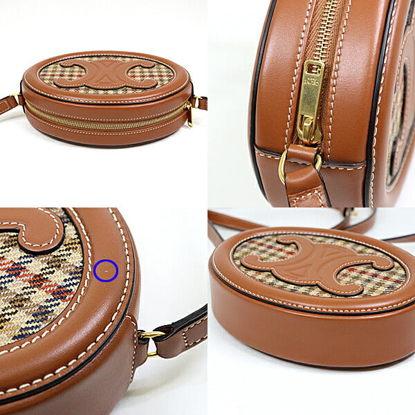 CELINE Shoulder Bag 10I702EQH.14ML leather Brown Crossbody Oval Purse Cuir