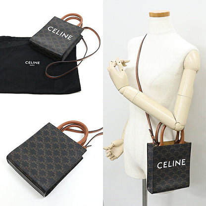 CELINE Shoulder Bag 194372 PVC coated canvas Dark brown Mini Bar Tikal Triomphe