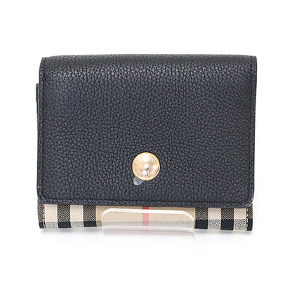 BURBERRY Tri-fold wallet Leather, Polyurethane black Burberry check Women