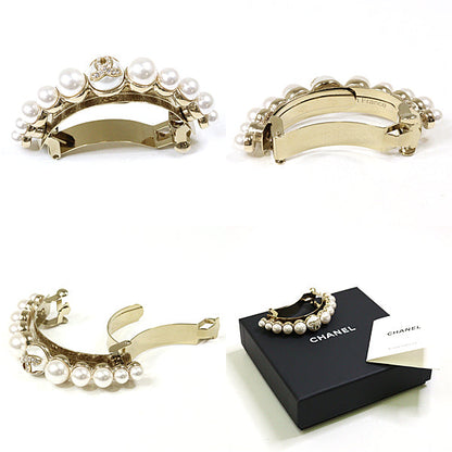 CHANEL Valletta Faux pearls, rhinestones, metal white hair accessory Pony Barrette Women