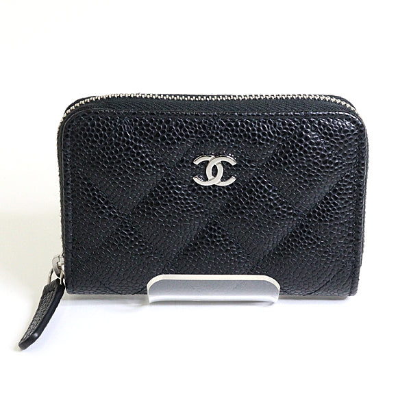 CHANEL Coin case AP0216 leather black Classic zip coin purse Women