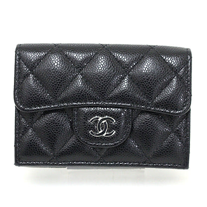 CHANEL Tri-fold wallet AP0230 Caviar skin black Matrasse Classic small flap wallet Women
