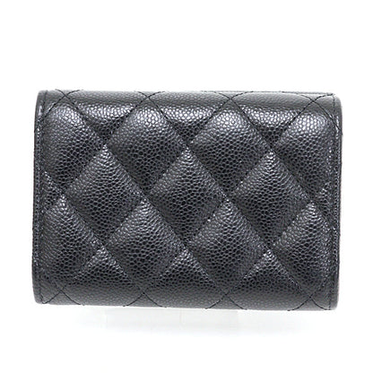 CHANEL Tri-fold wallet AP0230 Caviar skin black Matrasse Classic small flap wallet Women