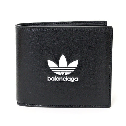 BALENCIAGA Bifold Wallet 721898 leather black Adidas collaboration mens