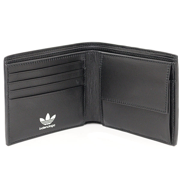 BALENCIAGA Bifold Wallet 721898 leather black Adidas collaboration mens