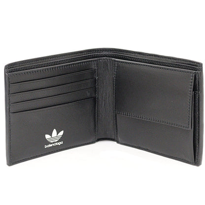 BALENCIAGA Bifold Wallet 721898 leather black Adidas collaboration mens