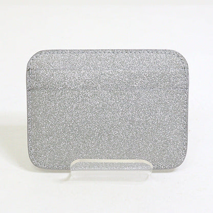 BALENCIAGA Card Case 593812 Sparkling fabric = polyurethane, polyester Silver logo metallic mens(Unisex)