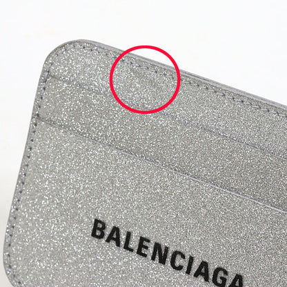 BALENCIAGA Card Case 593812 Sparkling fabric = polyurethane, polyester Silver logo metallic mens(Unisex)