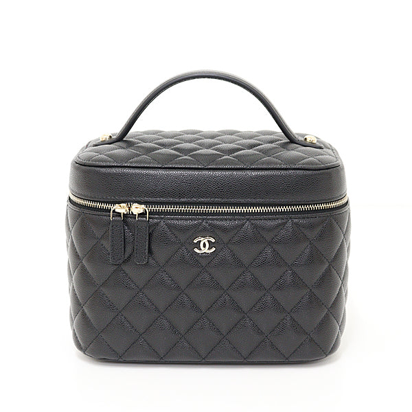 CHANEL Handbag AP2573 Matte Caviar Skin, Brass black vanity bag Timeless classic Women