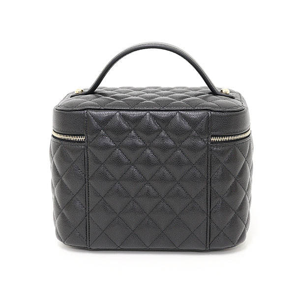 CHANEL Handbag AP2573 Matte Caviar Skin, Brass black vanity bag Timeless classic Women