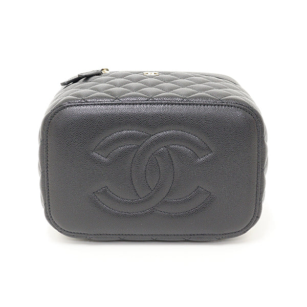 CHANEL Handbag AP2573 Matte Caviar Skin, Brass black vanity bag Timeless classic Women