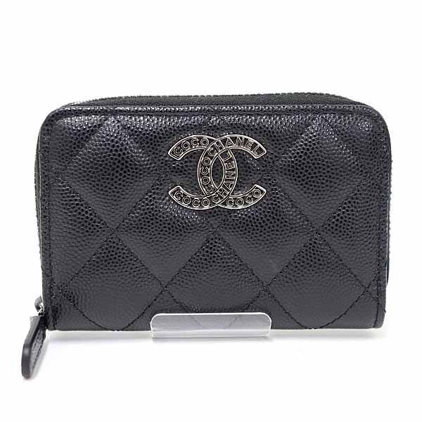 CHANEL Coin case AP3830 Matt caviar skin black Zip coin purse Women