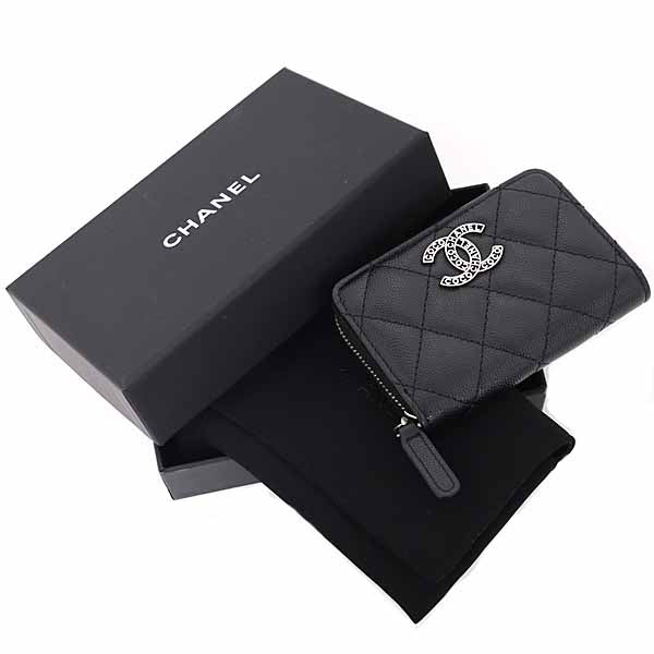 CHANEL Coin case AP3830 Matt caviar skin black Zip coin purse Women