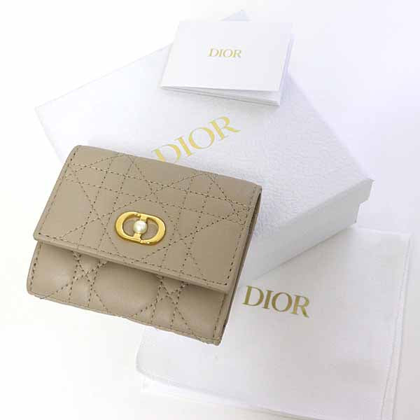 Dior Tri-fold wallet S3105UNJB lambskin beige Dior Jolie Hibiscus Wallet Women