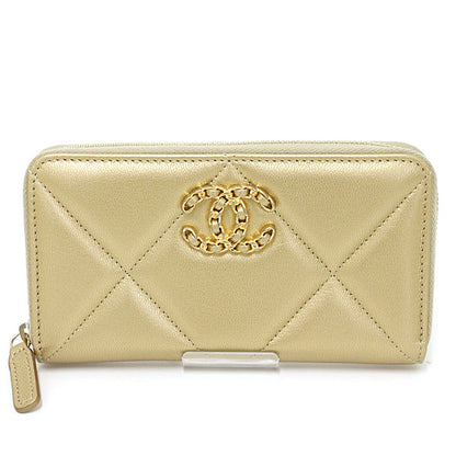 CHANEL Bifold Wallet lambskin gold Small zip wallet CHANEL 19 Women