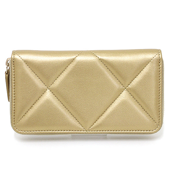 CHANEL Bifold Wallet lambskin gold Small zip wallet CHANEL 19 Women