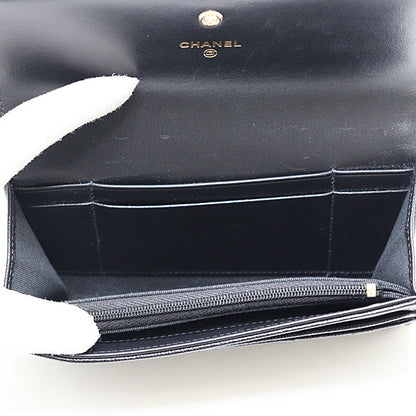 CHANEL Bifold Wallet Matt caviar skin black Medium flap wallet
