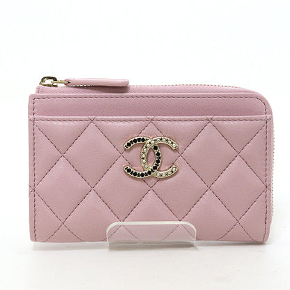 CHANEL Card Case lambskin pink Matrasse