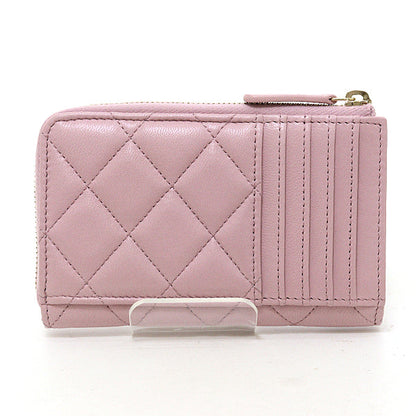 CHANEL Card Case lambskin pink Matrasse