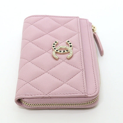 CHANEL Card Case lambskin pink Matrasse
