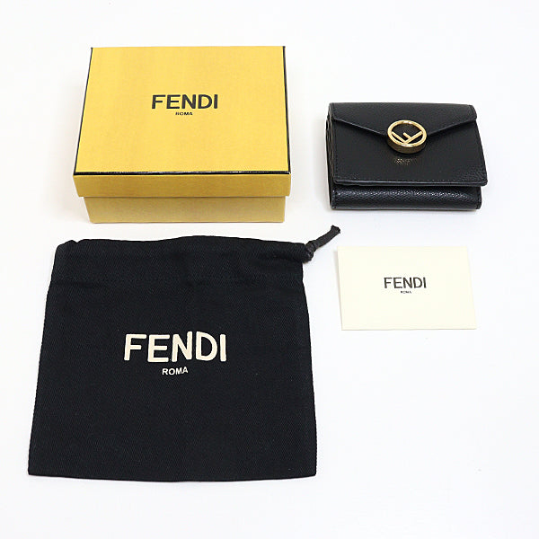 FENDI Tri-fold wallet 8M0395 leather black compact