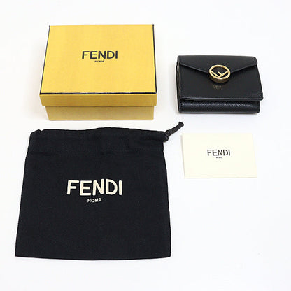FENDI Tri-fold wallet 8M0395 leather black compact
