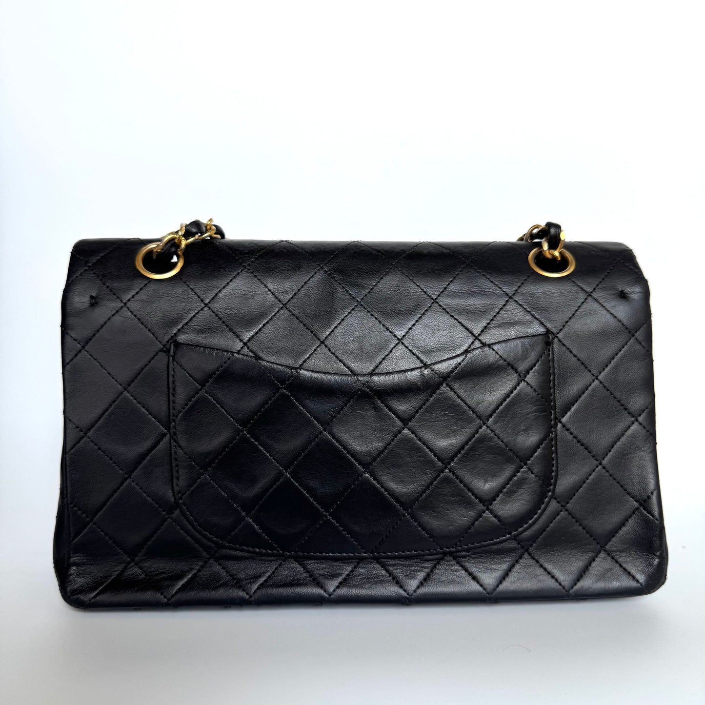 Chanel Classic Flap Vintage Medium Black Lambskin Leather with 24k Gold Hardware 1989-1991