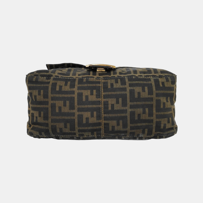 Fendi Mamma Baguette Brown Classic Zucca Monogram Gold Hardware