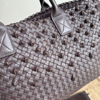 Bottega Veneta Cabat Medium Intreccio Leather Tote Bag Dark Chocolate Brown